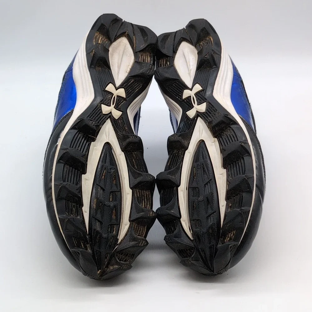 Under Armour Shoes Mens Hammer Black Blue 7 Football Cleats Mid Top 1258031-041